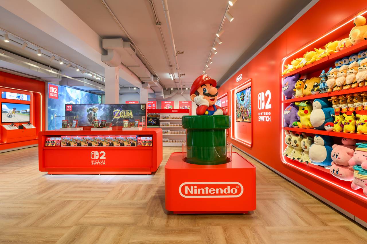 First look inside the new Nintendo space at EB Games Yonge & Dundas in Toronto, with Nintendo Switch 2 displays and character merchandise